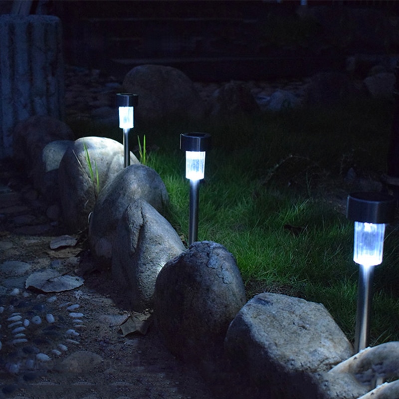 태양 LED 정원 조명 야외 스테인레스 스틸 잔디 램프 방수 층 랜턴 안뜰 빌라 장식 야간 조명